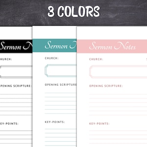 Sermon Notes Template | Clean Design Sermon Summary Printable | Church Notes