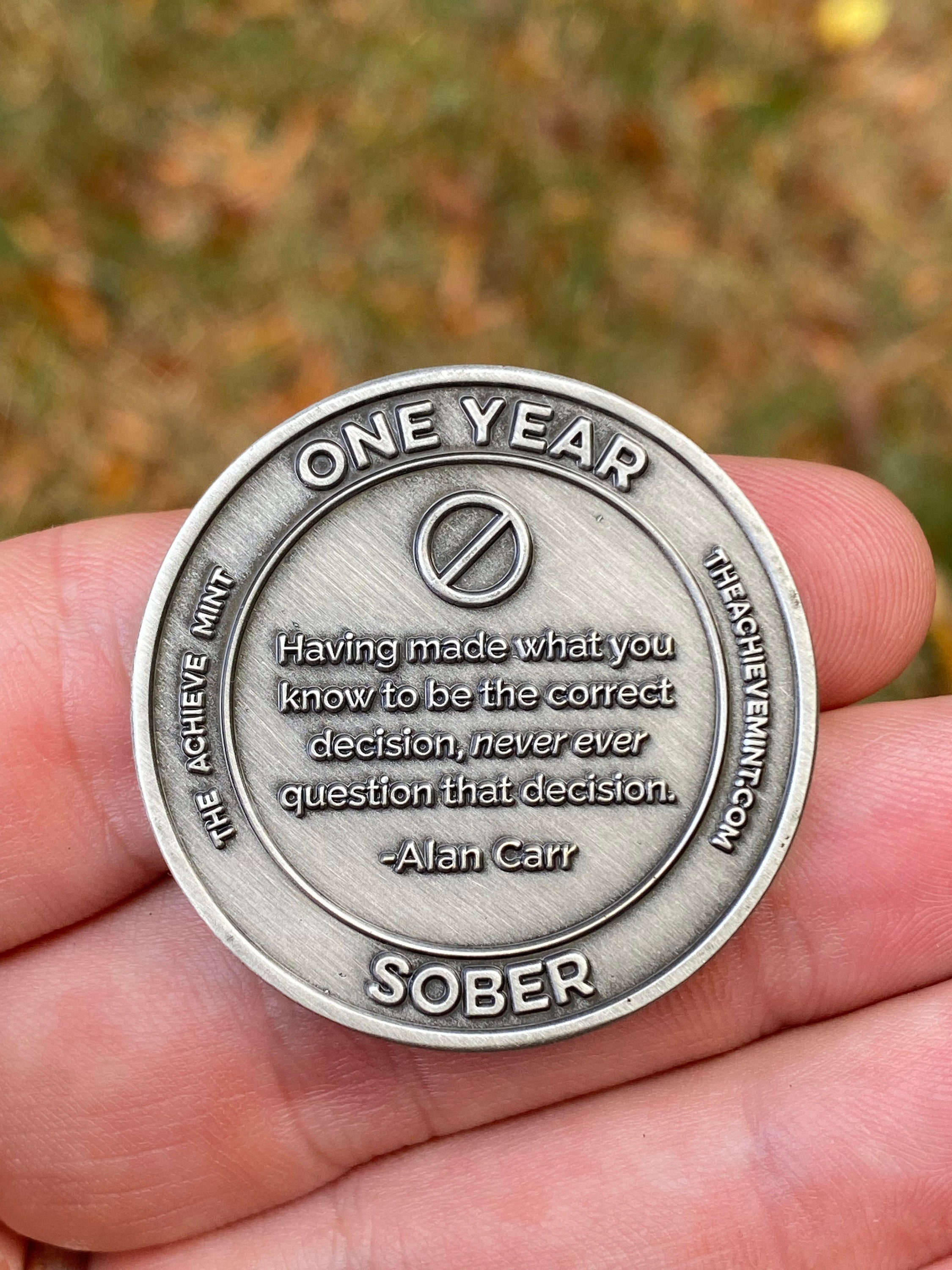 One Year Sober achievement coin