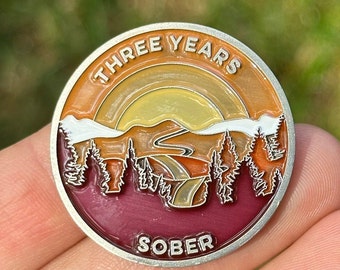 Three Years Sober sobriety coin