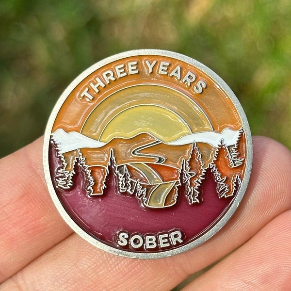 Three Years Sober sobriety coin