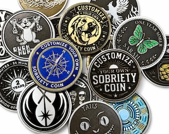 Fully Custom Sobriety Coin | Front Color Add-on | Silver, Brass, or Copper Color | Free Digital Proof