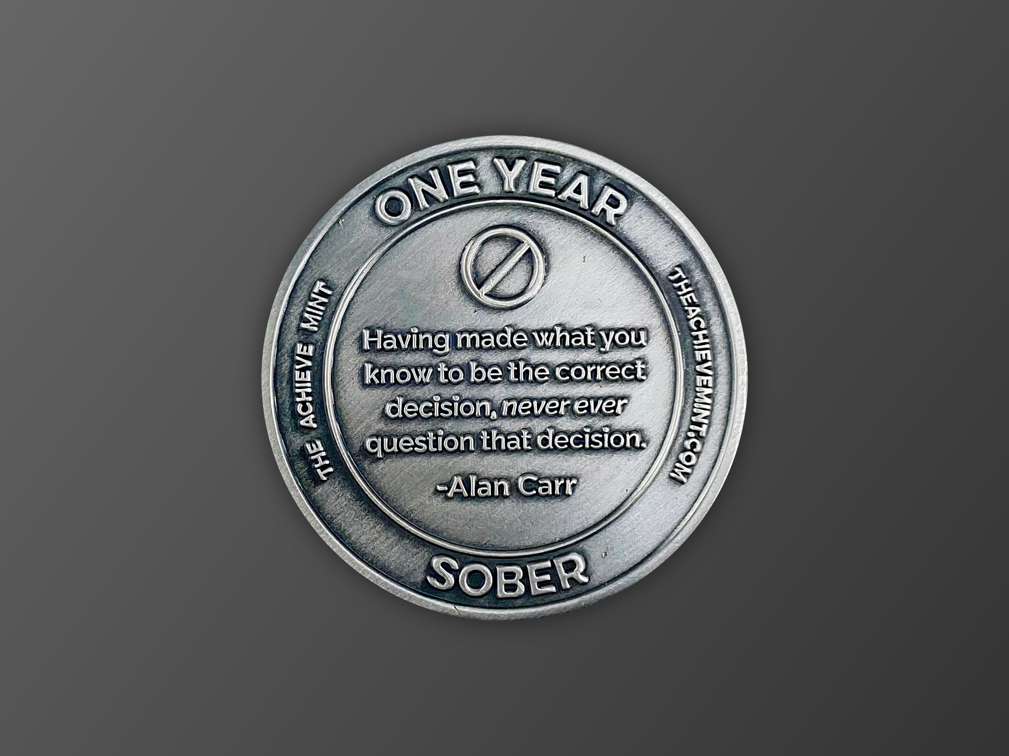 One Year Sober achievement coin