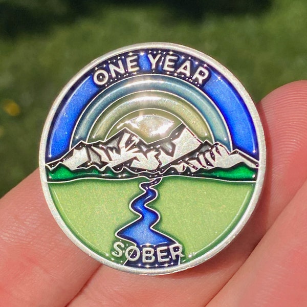One Year Sober sobriety coin