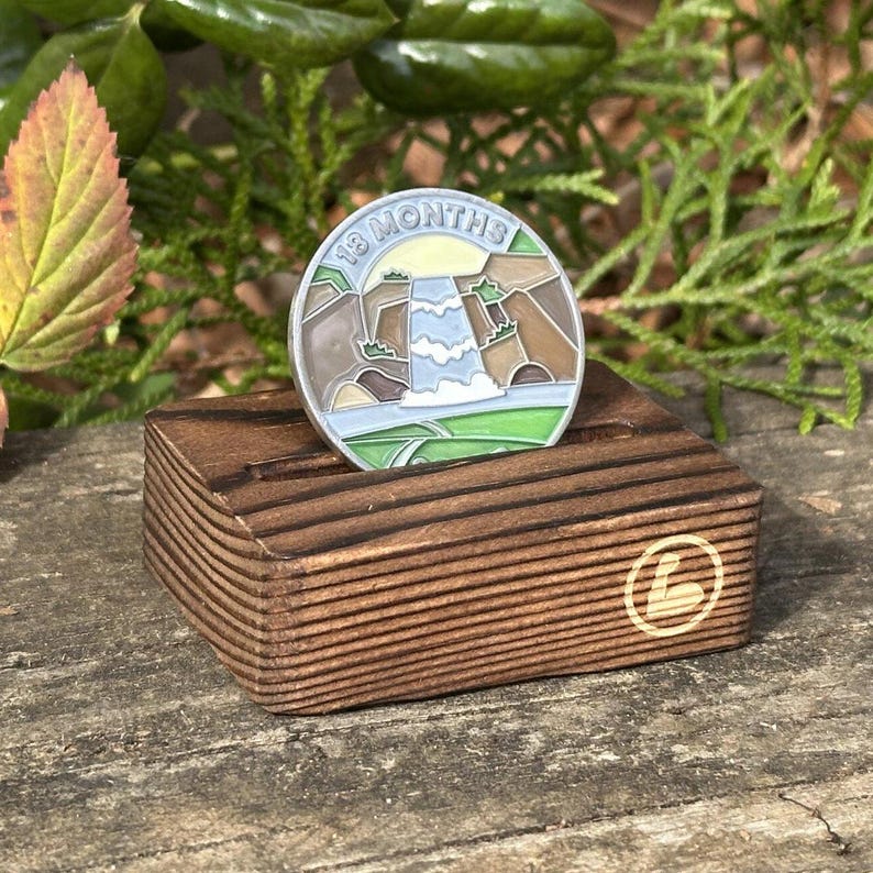 Eighteen Months Sober sobriety coin Coin, display, stand