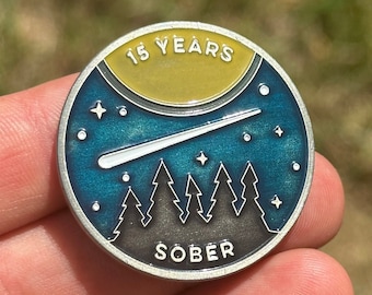 Fifteen Years sober sobriety coin