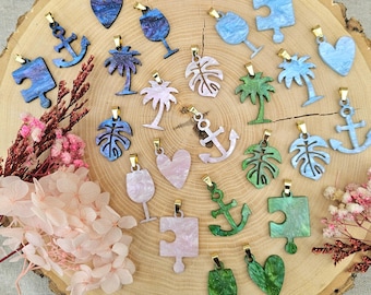 Hangerketting | Acryl sieradenhanger | Parelmoer | Hart | Monstera | Puzzel | Palmboom | Anker | Wijnglas | Cadeaus voor vrijgezellenfeest | Ketting