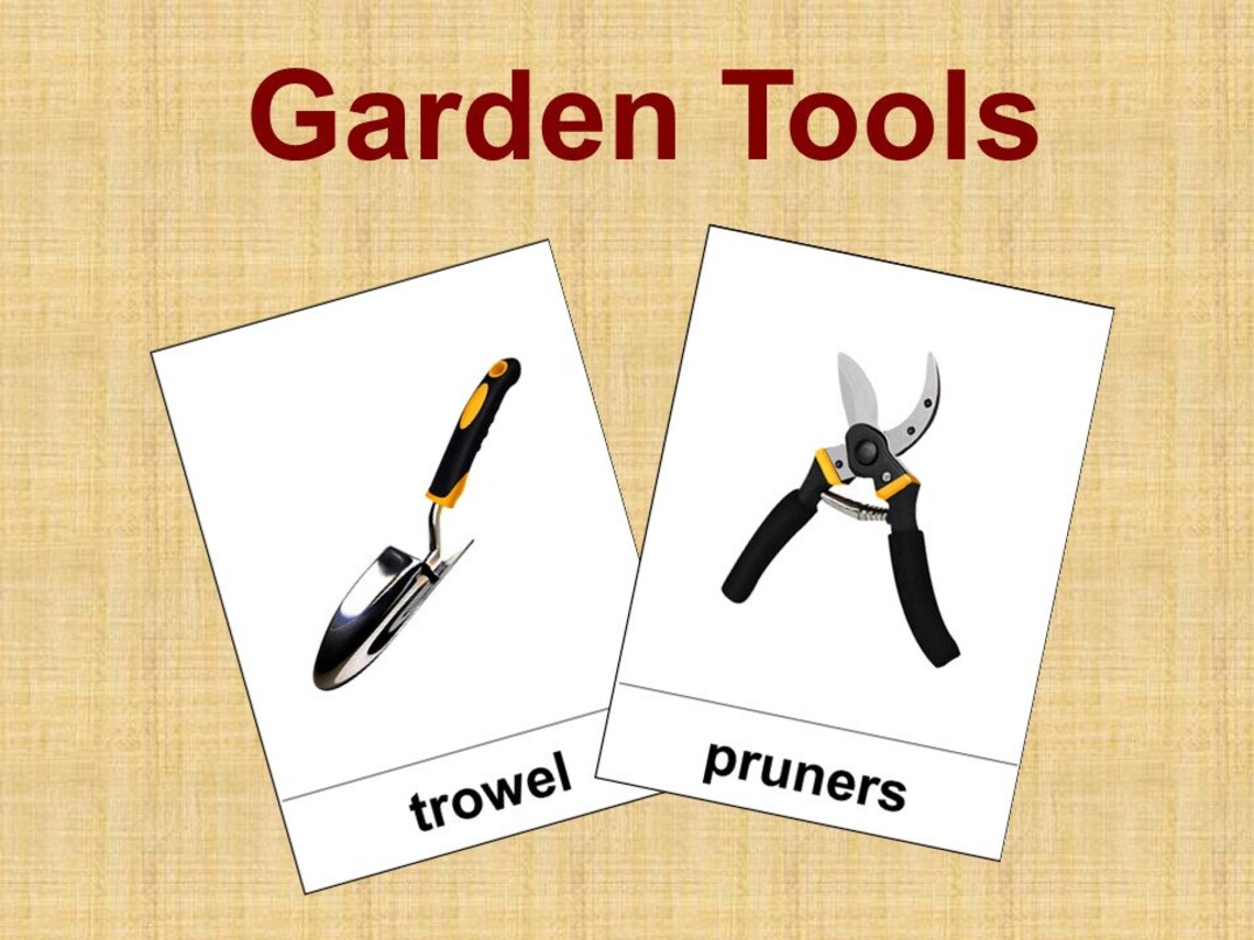Garden Tools Flashcards Printable Realistic Montessori Etsy