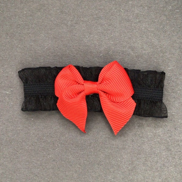 Black Lace w/ Red Bow Ruffled Elastic Bracelet