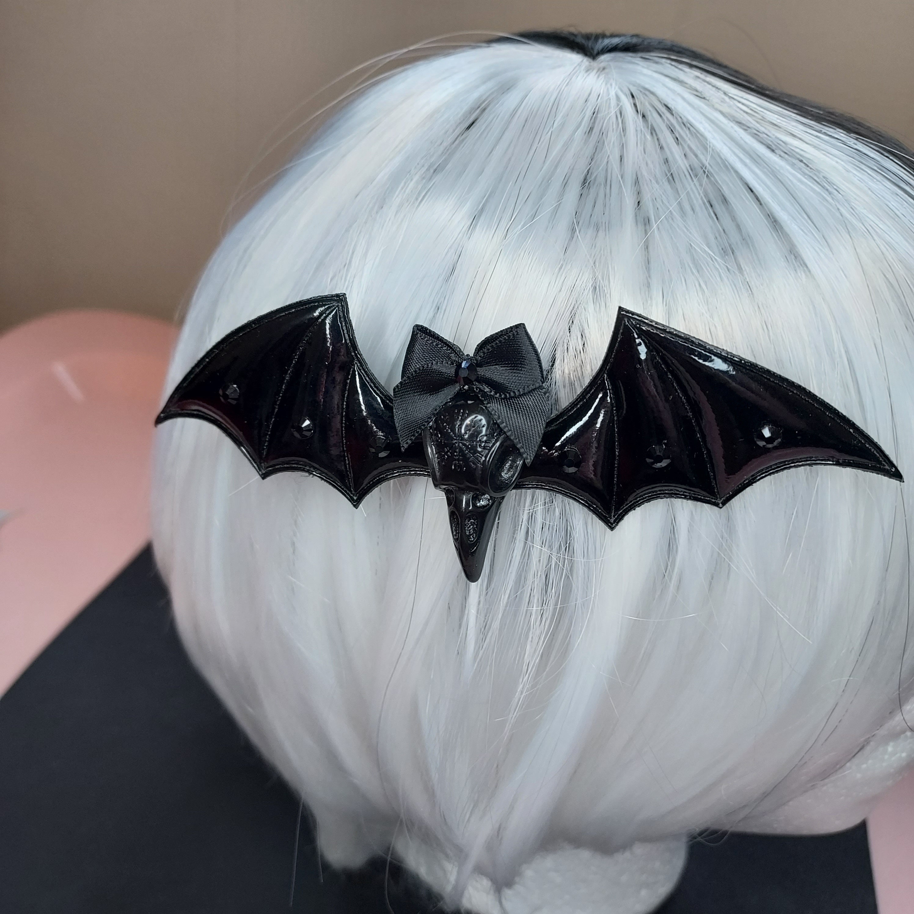 Bat Wing Bird Skull Rhinestone Hair Clips - Goth - Halloween - Bats ...