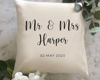 Personalised Wedding Gift Cushion - Couple - Love - Anniversary - Date