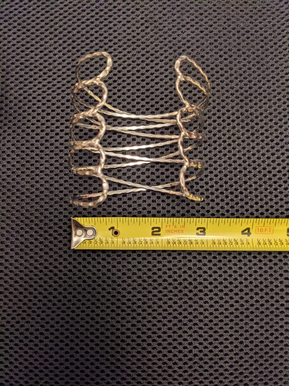 Large Silver Tone Cuff Bracelet - image 5