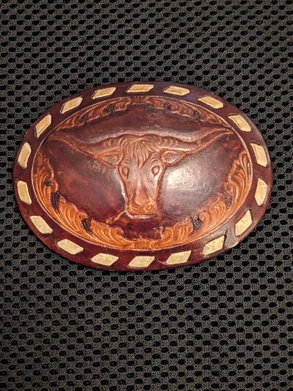 Leather Steer/ Longhorn/ Bull Belt Buckle