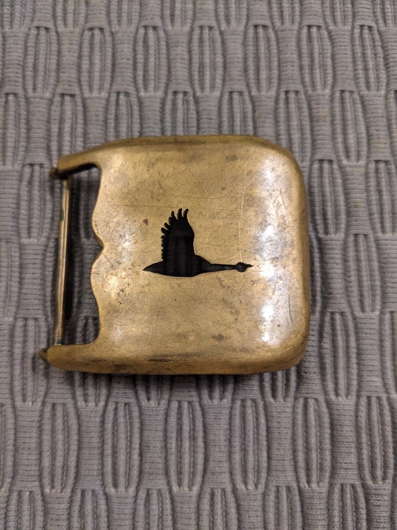 1970s Brass Goose Flying Belt Buckle