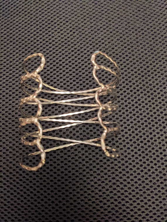 Large Silver Tone Cuff Bracelet - image 3