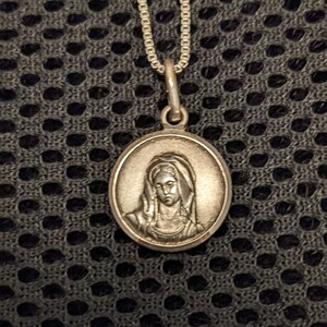 Virgin Mary Sterling Silver Pendant Necklace