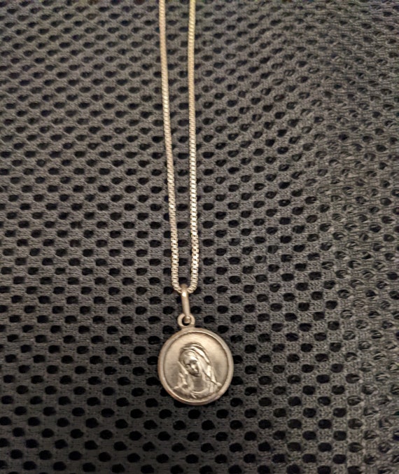 Virgin Mary Sterling Silver Pendant Necklace - image 5