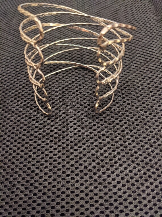 Large Silver Tone Cuff Bracelet - image 7