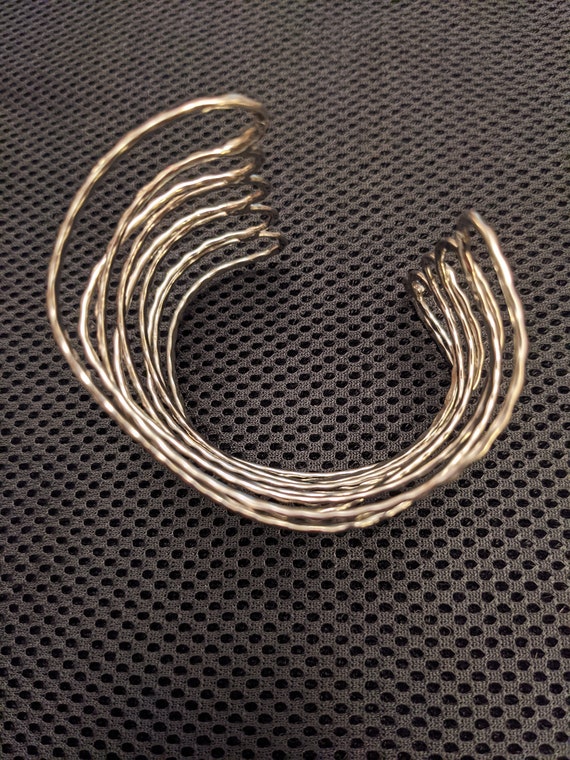 Large Silver Tone Cuff Bracelet - image 2