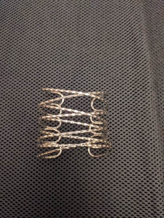 Large Silver Tone Cuff Bracelet - image 1