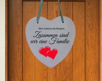 Panneau de porte personnalisé « Ensemble, nous sommes une famille », panneau de porte famille, panneau de porte, cadeaux pour maman et papa, décoration de porte,