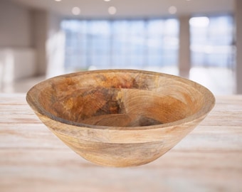 Beautifully crafted wooden bowl, fruit bowl, wooden decorative bowl, large wooden bowl 30 cm diameter