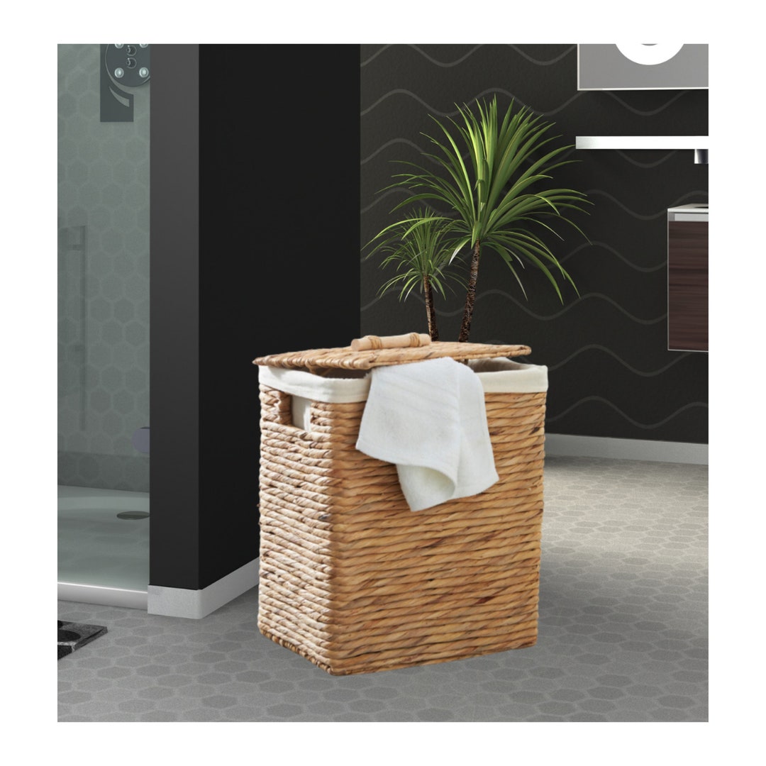 Small Laundry Basket Made of Water Hyacinth Laundry Basket Etsy