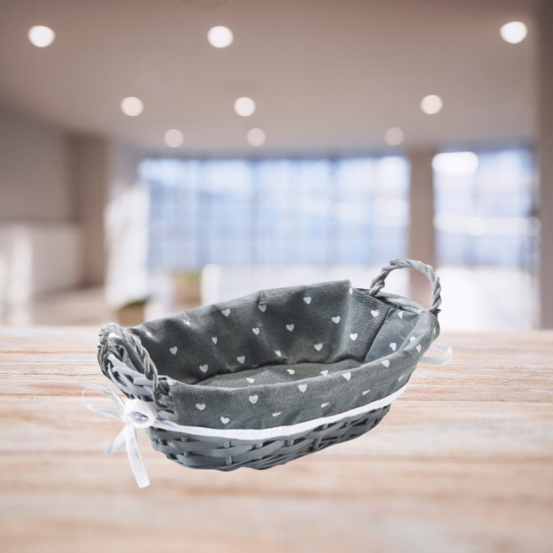 Bread Basket With Heart Fabric Insert Fabric Bread Basket Etsy