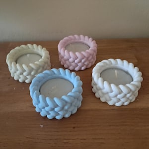 Candle holder knitting pattern in 7 different colors, tealight holder, candle holder Cosy Style braid pattern, tealight holder in braided look
