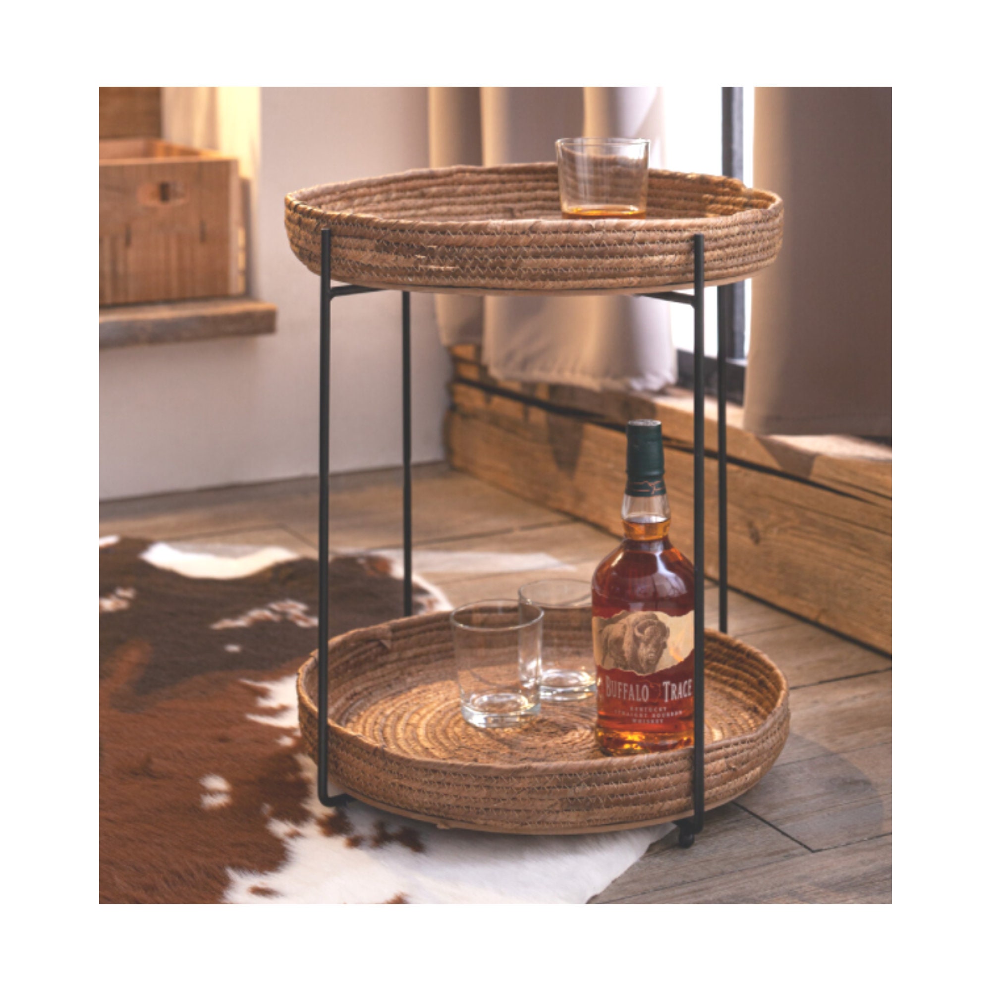 Side Table for Living or Dining Room Side Table Basket Side Etsy