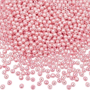 4mm Pink Beads, Pink Round Jewelry Beads, Faux Beads, Glass Beads, Craft Beads for Jewelry Making 50/100/150pcs