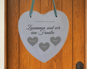 Panneau de porte personnalisé « Ensemble, nous sommes une famille », panneau de porte famille, panneau de porte, cadeaux pour maman et papa, décoration de porte,