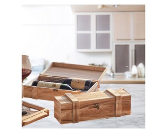 Wooden wine box for 2 wine bottles with removable inner part, gift packaging for wine, wine packaging, wine gifts