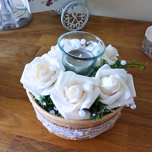 Table arrangement wedding, rose arrangement, arrangement for the wedding, artificial arrangements, flowers for wedding, table arrangement approx. 14 cm diameter,