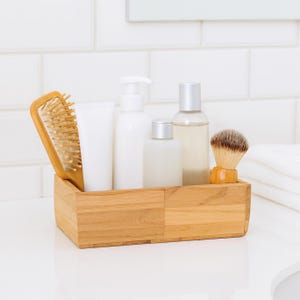 Small wooden storage box – wooden box for bathroom, kitchen & decoration | Organizer box handmade box for gifts, size 24 x 13.5 x 9 cm