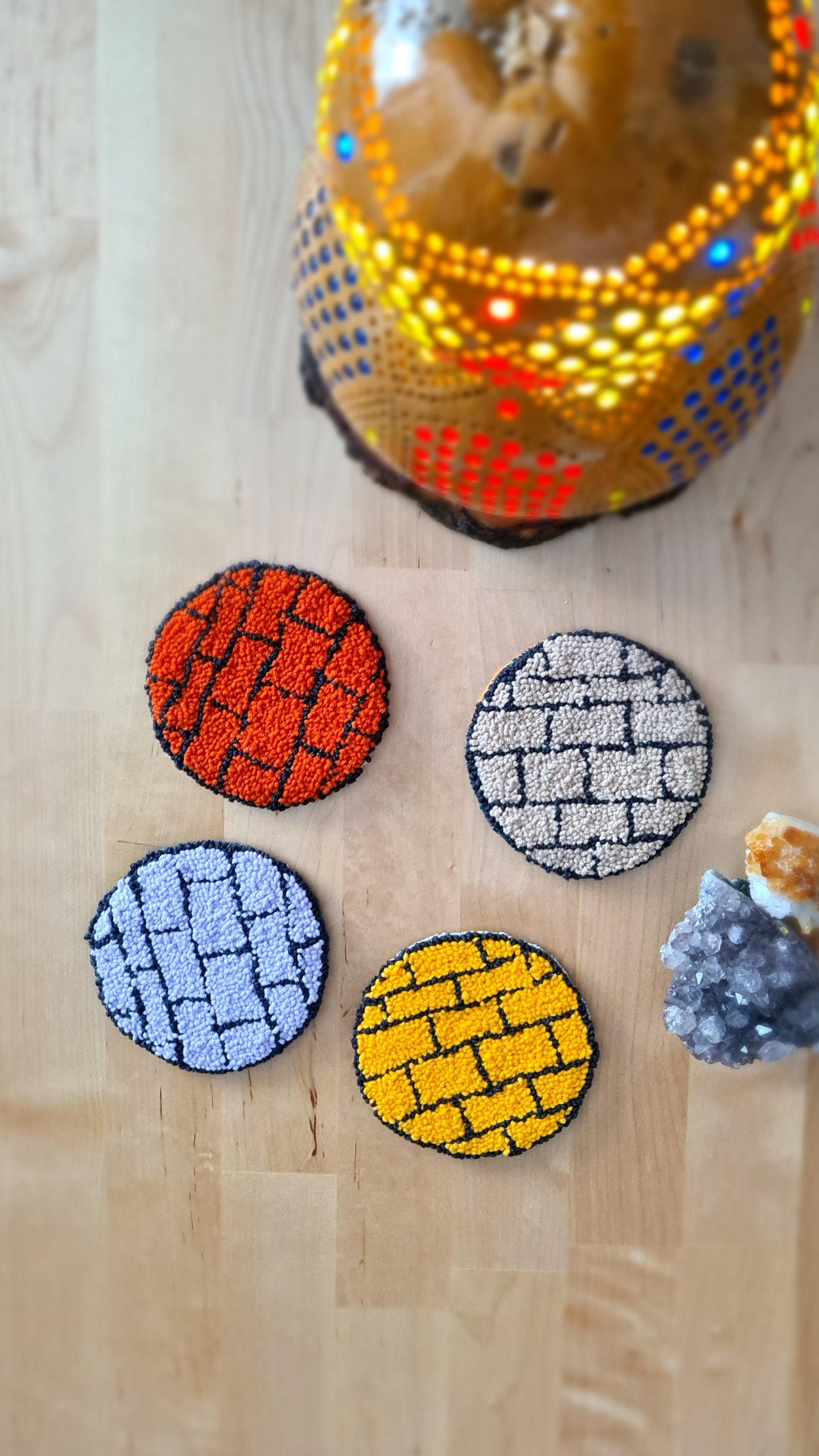 Punch Needle Coasters Handmade Mug Rug Drink Coasters Etsy