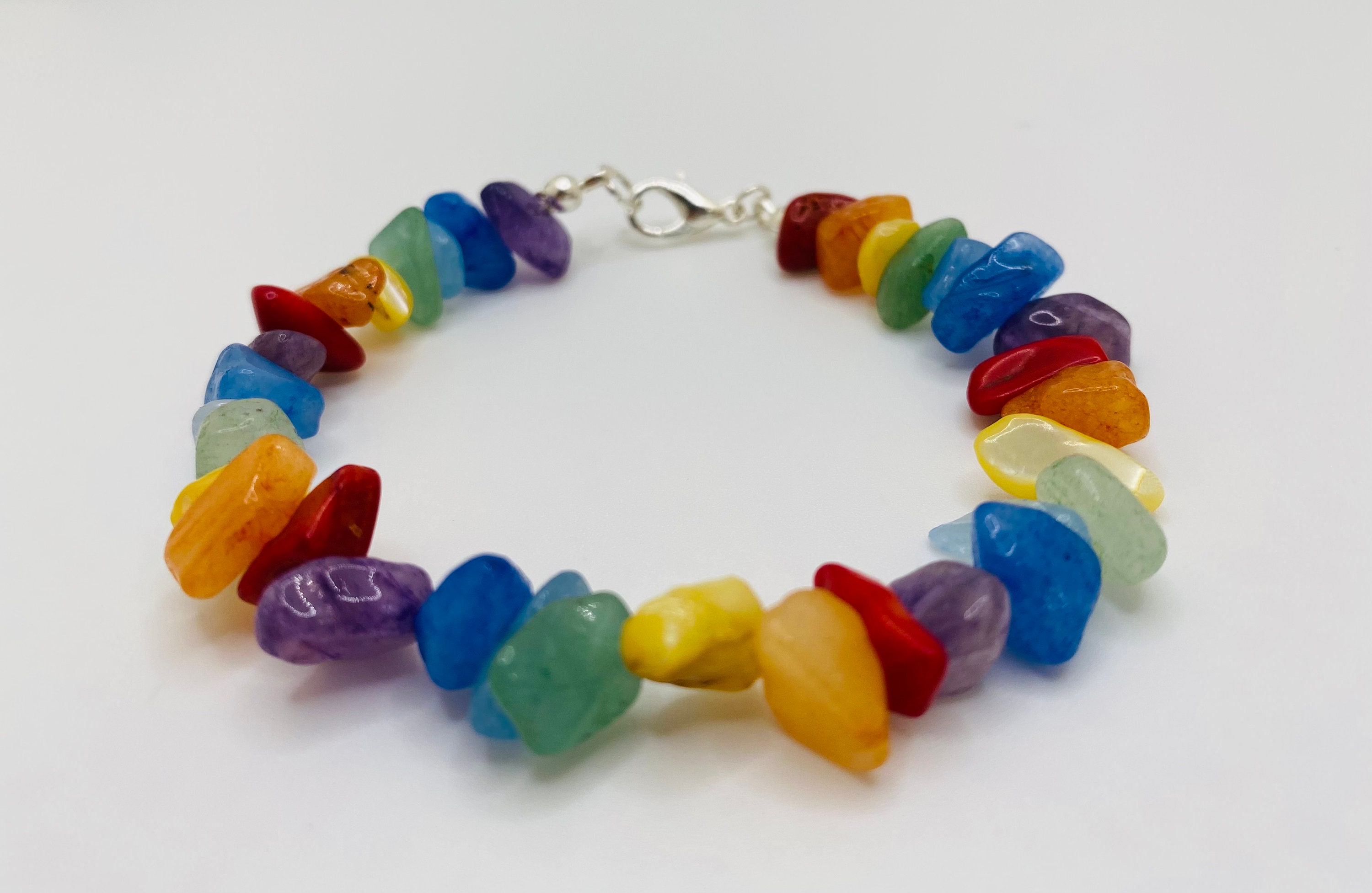 Rainbow Rock Bracelet Rainbow Bracelet Multicolor Rock Etsy