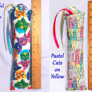 Medium Catnip Kicker Toy with Ribbons • 10” to 11” long • Cat Themed Cotton Fabrics image 6