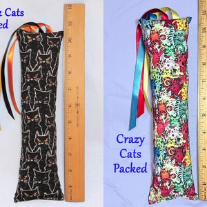 Medium Catnip Kicker Toy with Ribbons • 10” to 11” long • Cat Themed Cotton Fabrics image 10