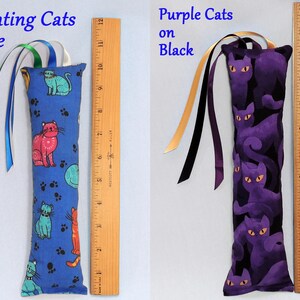 Medium Catnip Kicker Toy with Ribbons • 10” to 11” long • Cat Themed Cotton Fabrics image 9