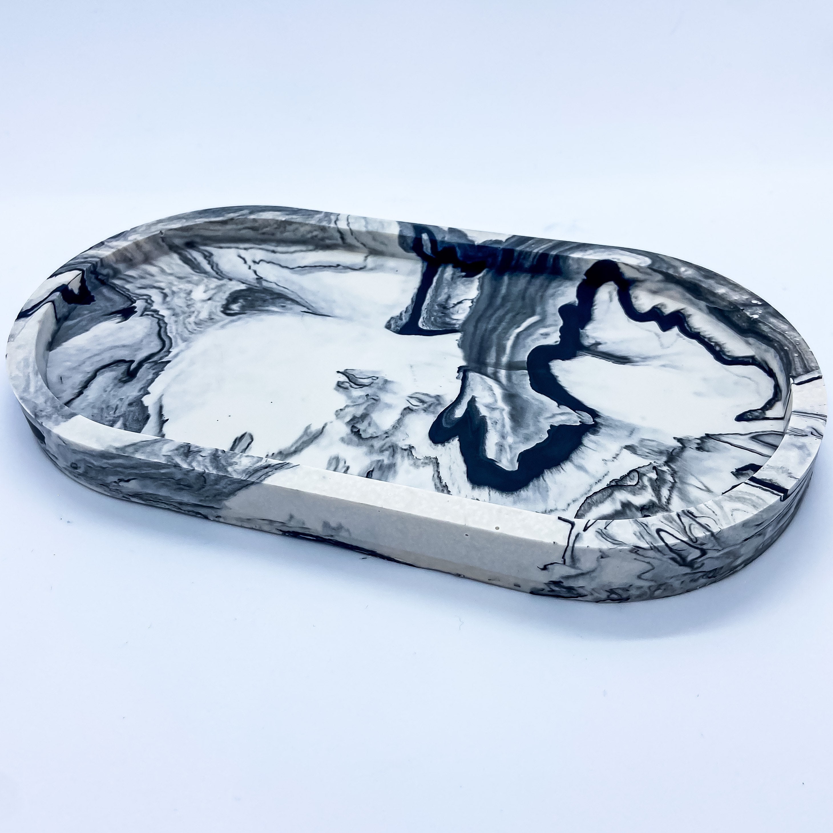 Marble Effect Jesmonite Trinket Tray Monochrome eco resin Etsy