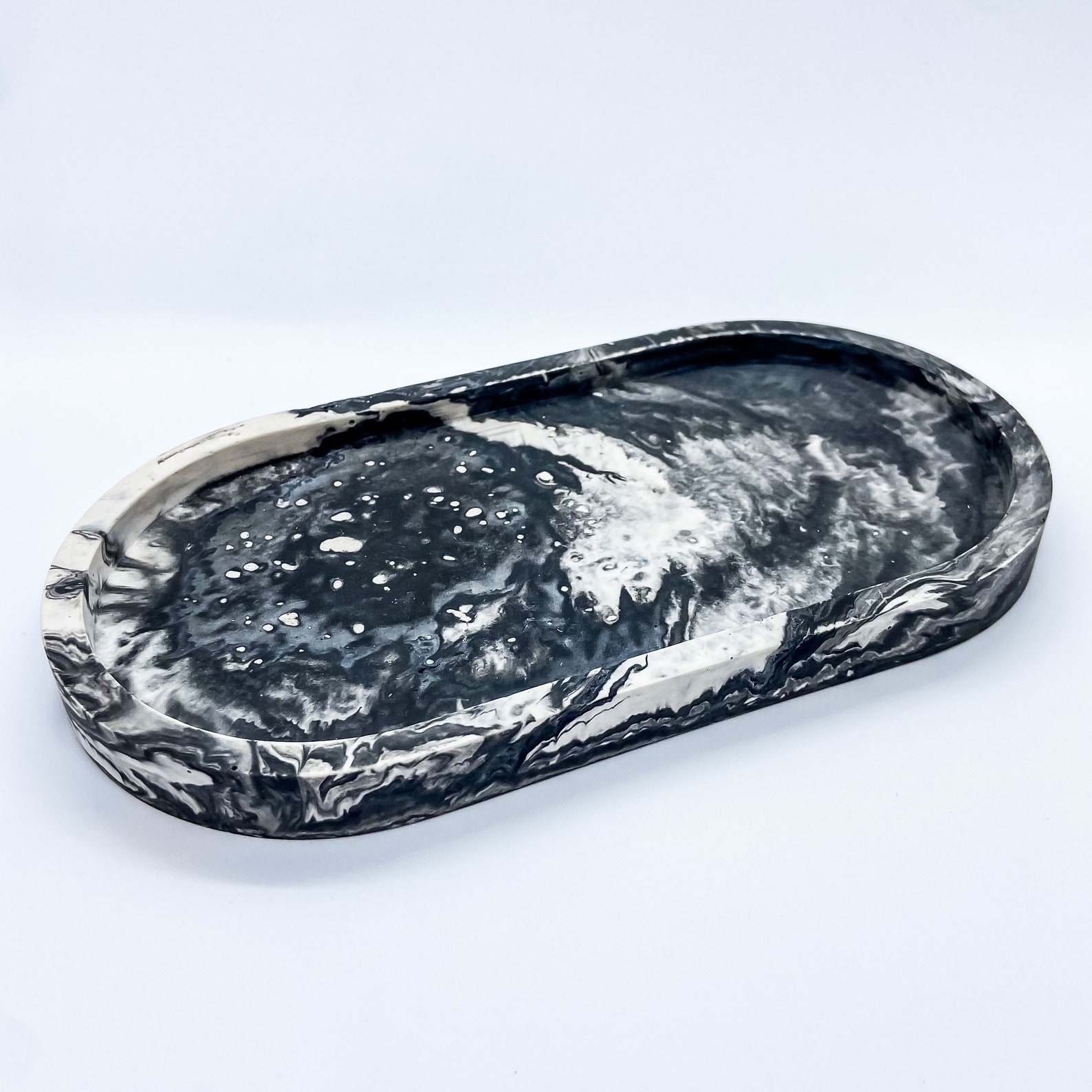 Marble Effect Jesmonite Trinket Tray Monochrome eco resin Etsy