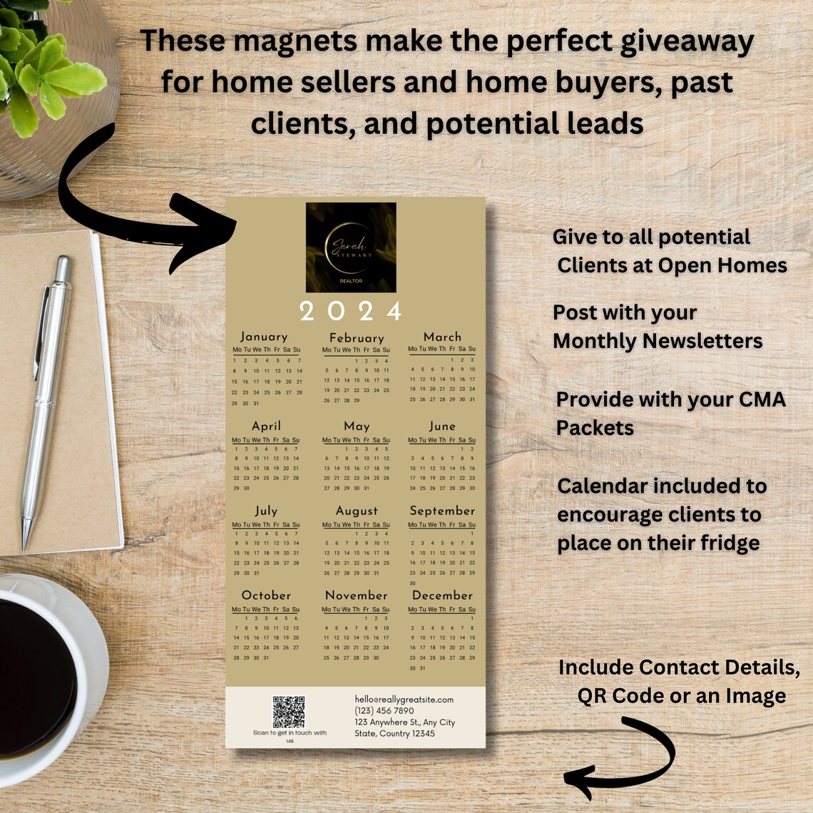 2024 Real Estate Marketing Calendar Magnet for Real Estate Agents 2024 Real Estate Marketing Calendar Magnet for Real Estate Agents
