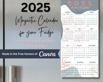 2025 Calendar, Magnetic Calendar for Fridge, Magnetic Fridge Magnet, Fridge Calendar 2025 Wall Calendar