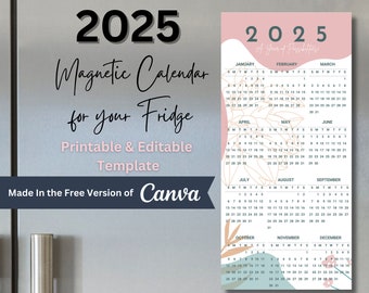 2025 Calendar, Magnetic Calendar for Fridge, Magnetic Fridge Magnet, Fridge Calendar 2025 Wall Calendar