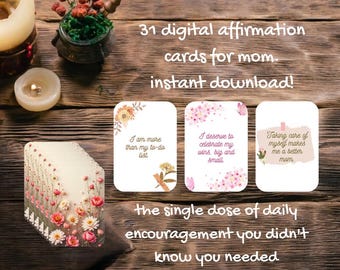 Affirmation Cards for Mom | Exclusive 2-Size Bundle | Digital & Printable Words of Encouragement – Thoughtful Gift for Self-Love