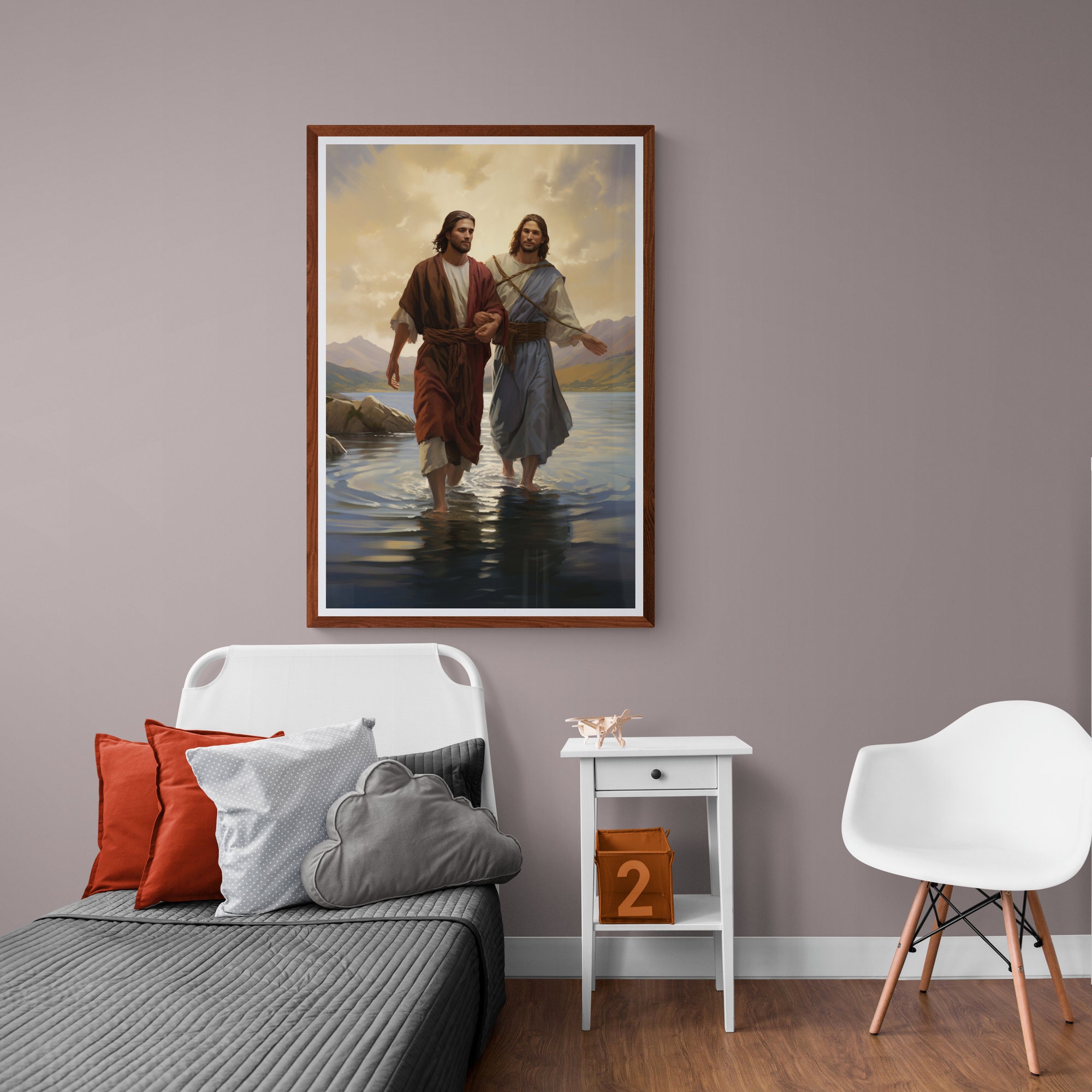 Jesus and Peter Walk on Water Bible Scripture Wall Art Pictures of ...
