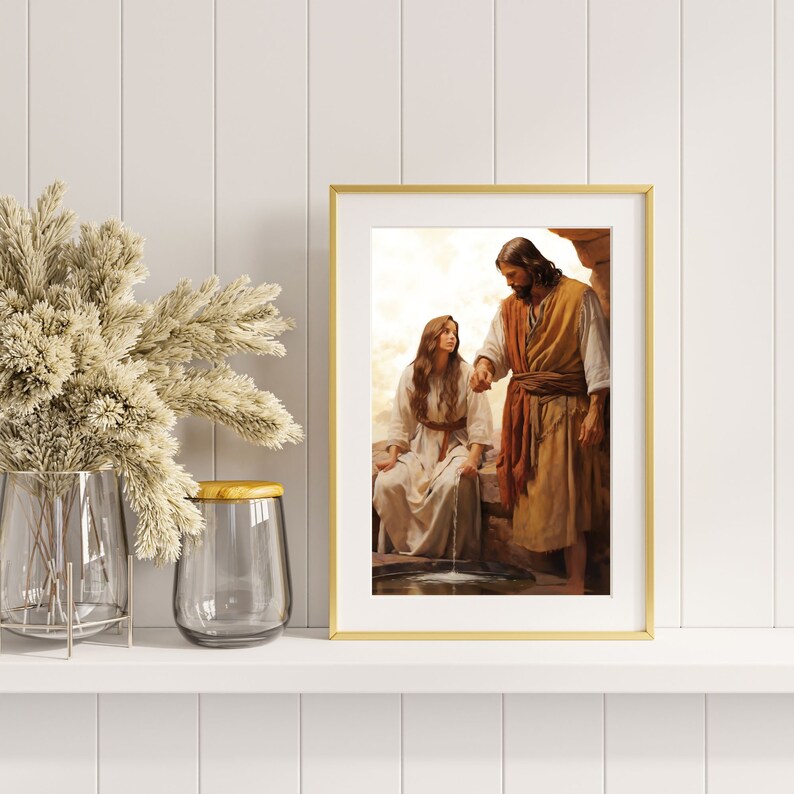Jesus and Samaritan Woman at the Well Wall Art Jesus Christ and ...