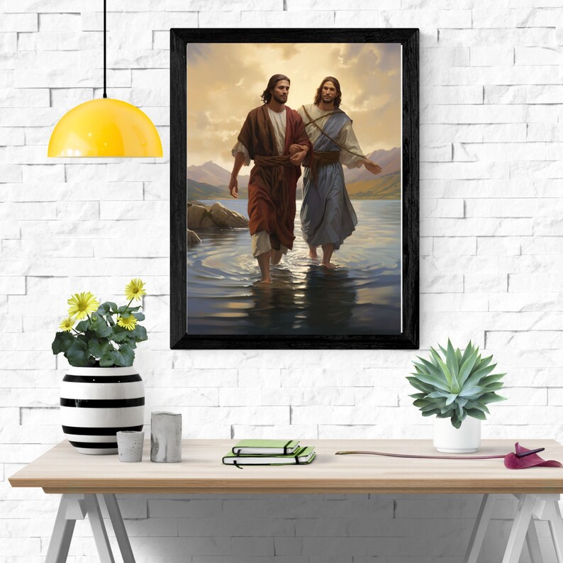 Jesus and Peter Walk on Water Bible Scripture Wall Art Pictures of ...