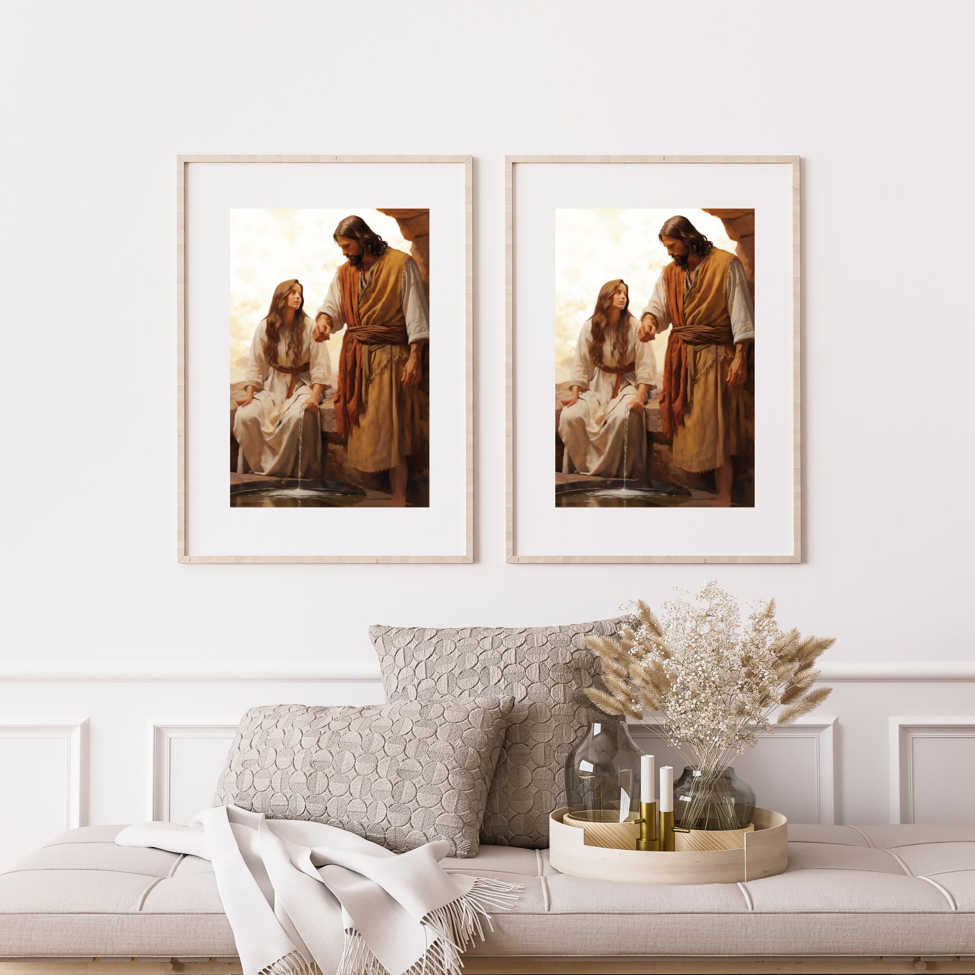 Jesus and Samaritan Woman at the Well Wall Art Jesus Christ and ...