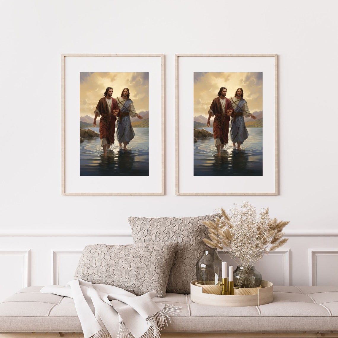 Jesus and Peter Walk on Water Bible Scripture Wall Art Pictures of ...